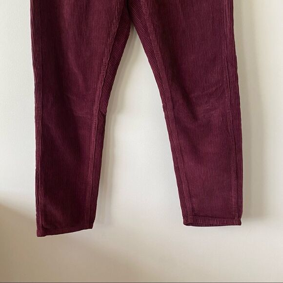 TOPSHOP-BURGUNDY Corduroy High Rise Mom Pants - Picture 8 of 11